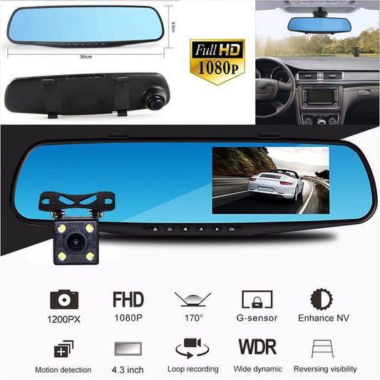 Espejo retrovisor con cámara Full HD 1080p y pantalla de 4.3 pulgadas