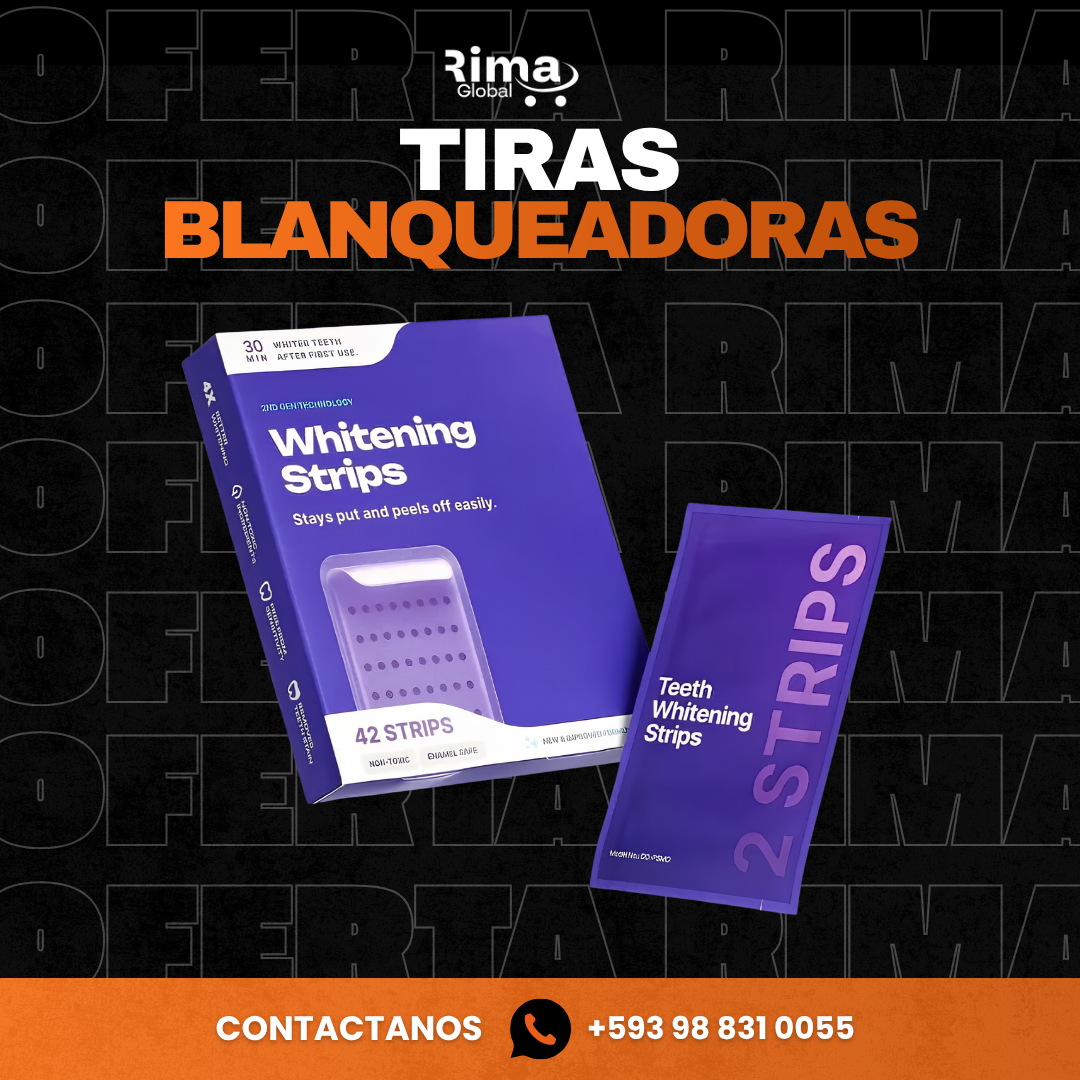 Aplicando la tira blanqueadora sobre los dientes