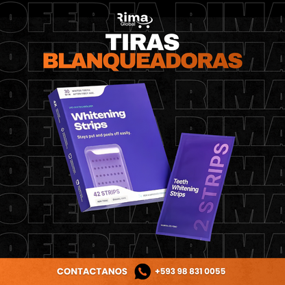 Aplicando la tira blanqueadora sobre los dientes