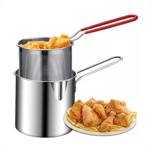 Freidora con canasta colador de acero inoxidable
