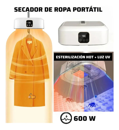 Secadora de ropa portátil - esterilización calor + UV, 600W