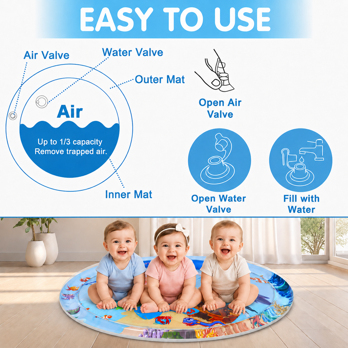 Empaque del tapete sensorial de agua para bebé