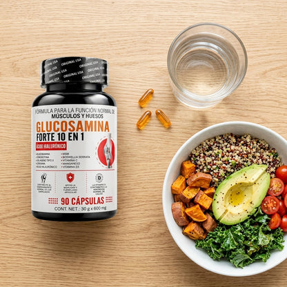 Cómo tomar Glucosamina Forte 10 en 1: 3 cápsulas al día con alimentos